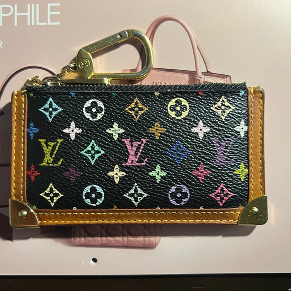‼️SOLD‼️ULTRA RARE LOUIS VUITTON MURAKAMI MULTICOLOR BLACK  MONOGRAM CARD HOLDER - Picture 3 of 17